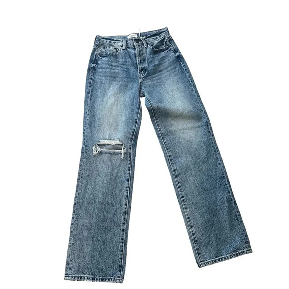 Pistola Cassie High Rise Distress Straight Leg Medium Wash Denim Jeans Sz 26 NWT - Picture 1 of 10